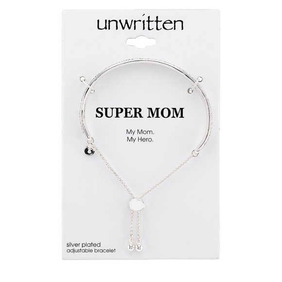 Unwritten”Super Mom”Silver Plated Black writing Adjustable Bolo Bracelet 9” long - Picture 4 of 4